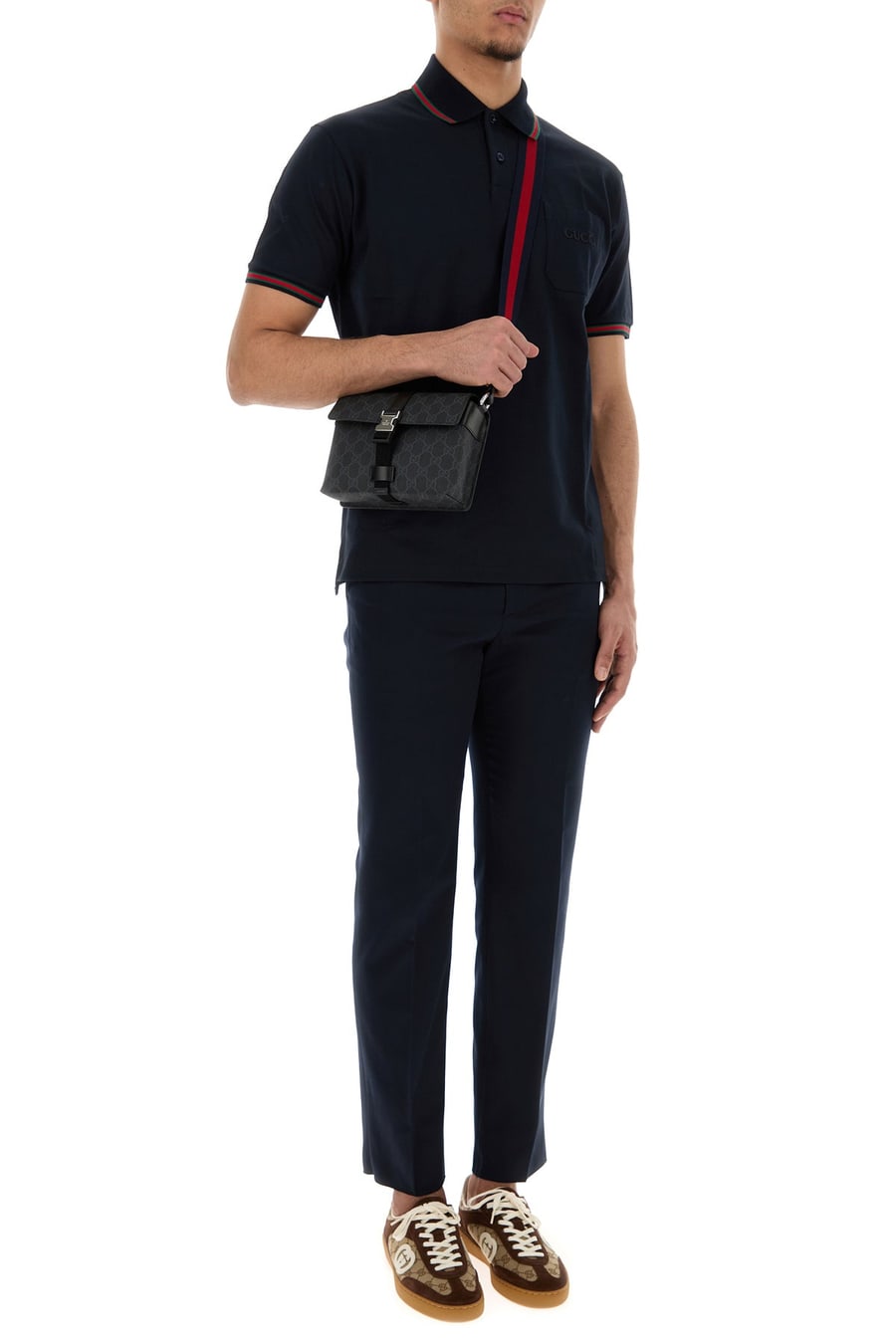 Gucci Pantalone in gabardine blu navy, view 6