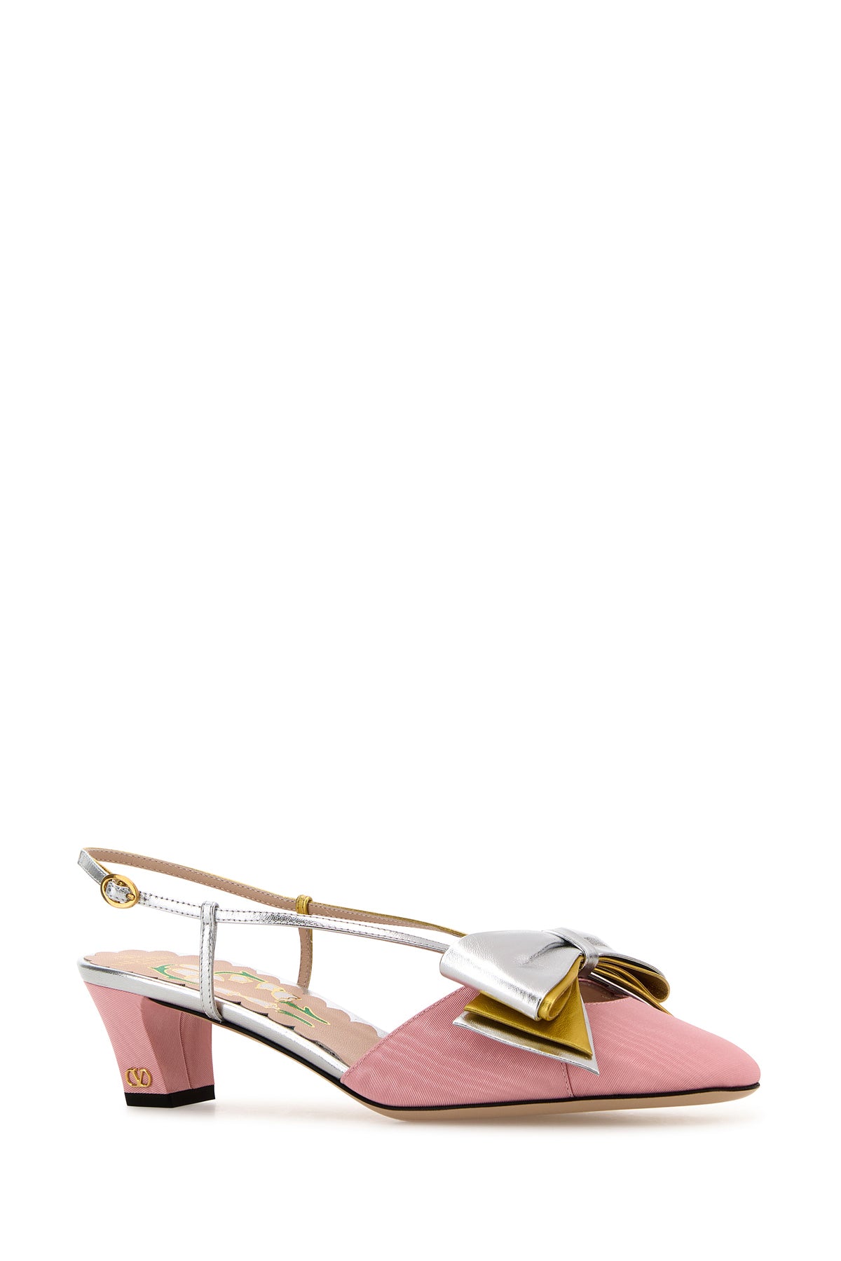 Valentino Garavani Scarpe con tacco Bowow in tessuto rosa, view 2