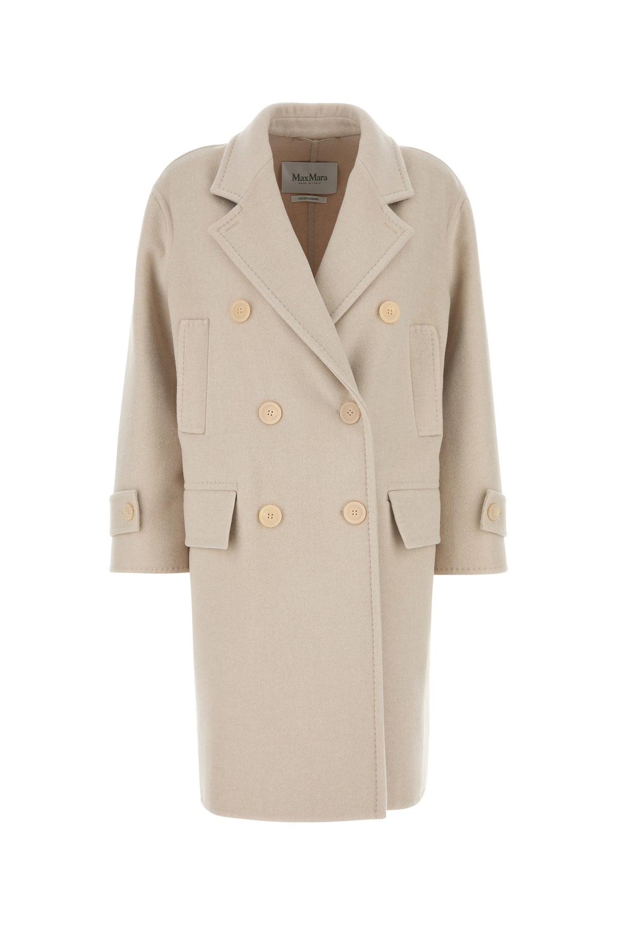 Max Mara Cappotto Nogara in misto lana sabbia