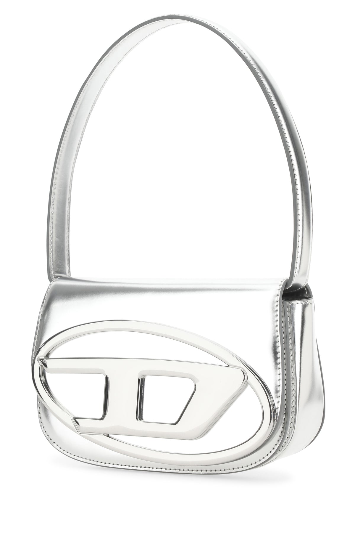 Diesel Borsa a spalla 1DR in pelle argento, view 2