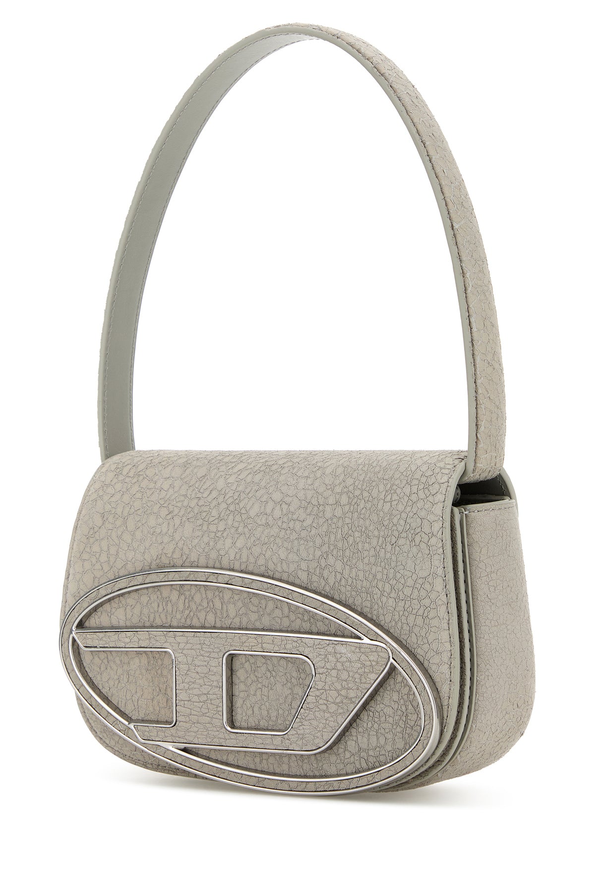 Diesel Borsa a spalla 1DR in pelle grigio chiaro, view 2