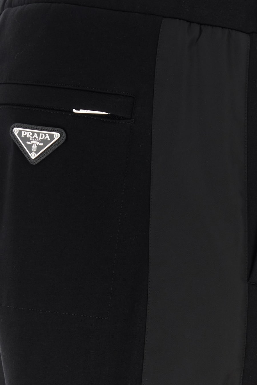 Prada Pantalone jogging in misto cotone nero, view 3