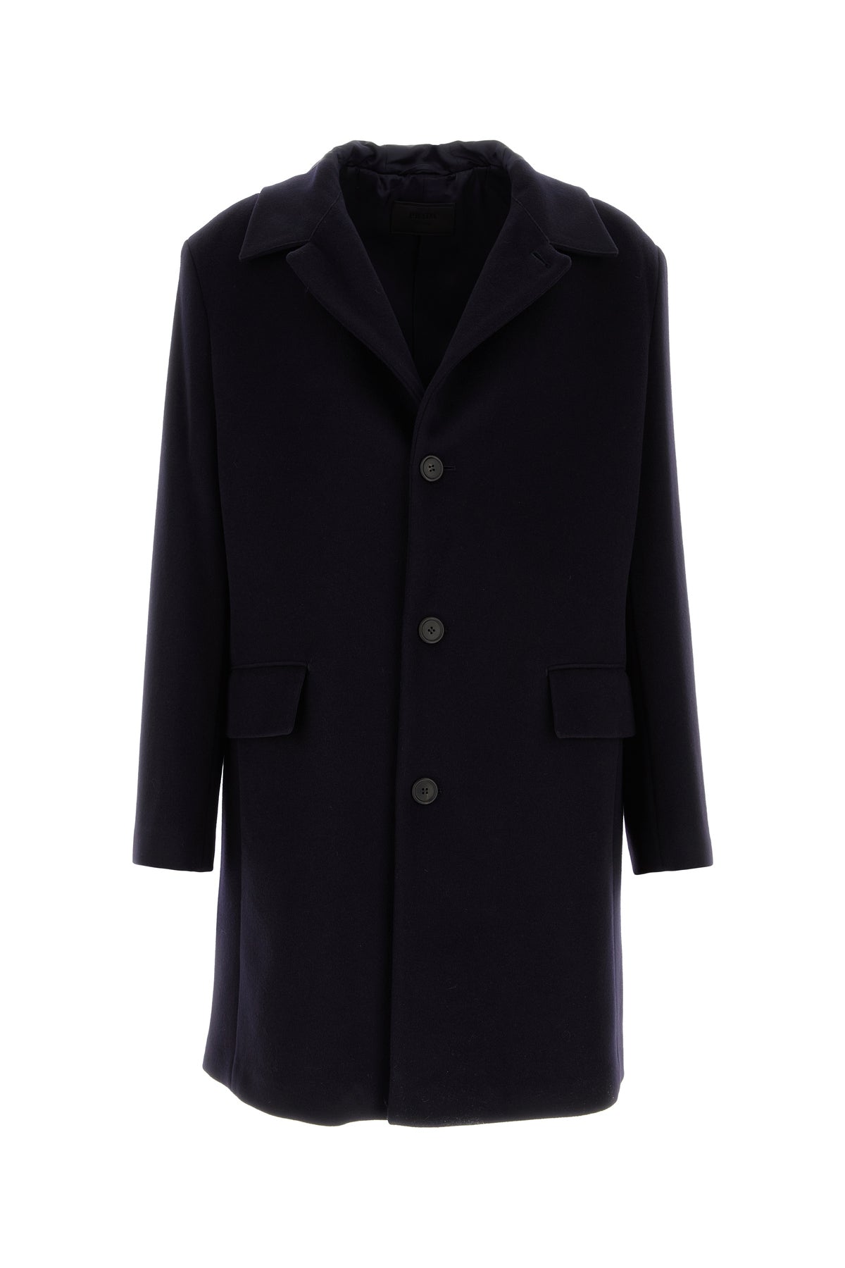 Prada Cappotto in misto lana blu notte