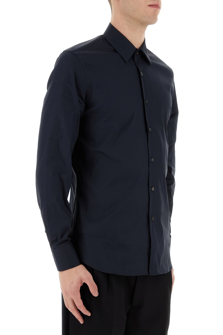 Prada Camicia in popeline stretch blu, view 3