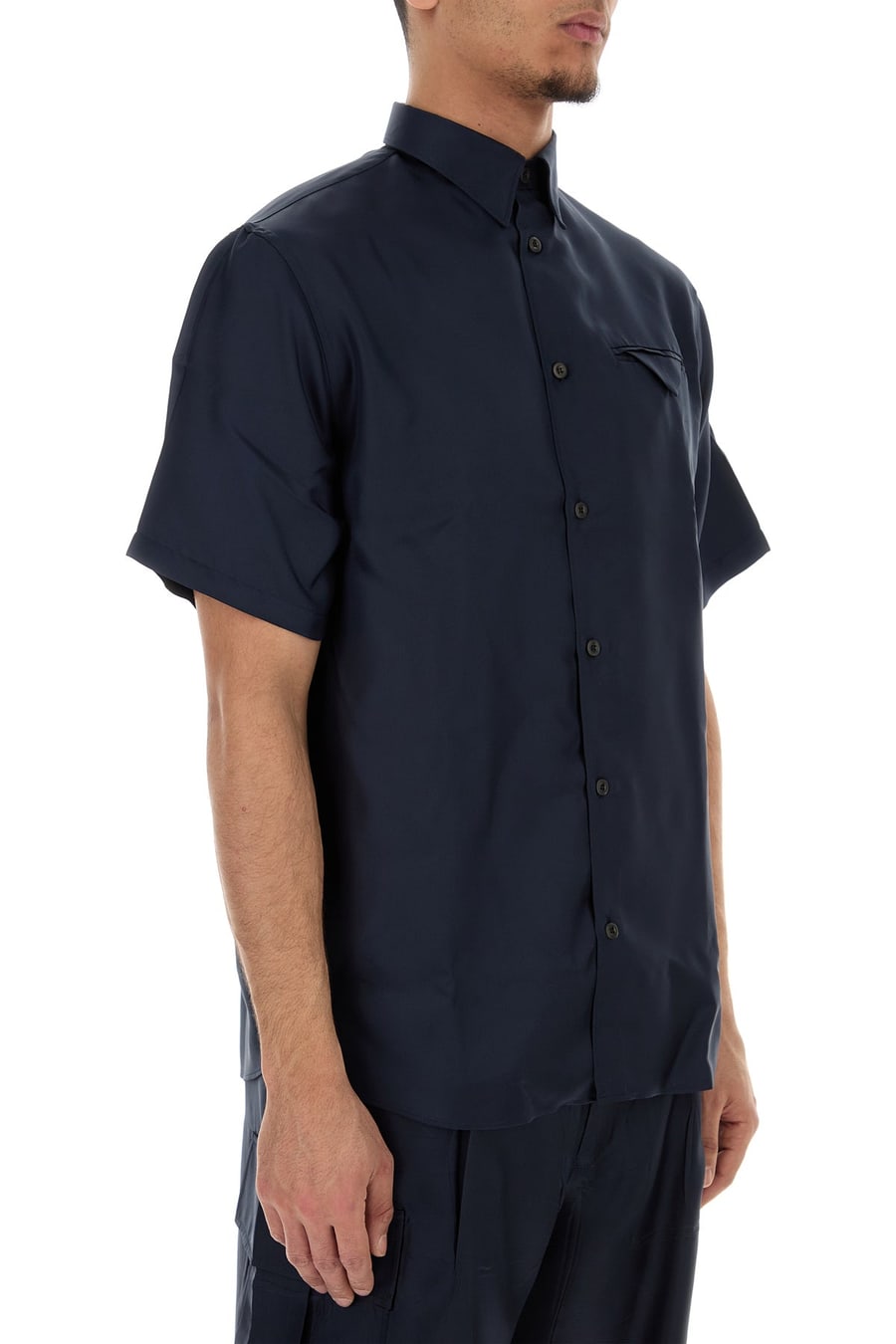 Prada Camicia in raso blu, view 3