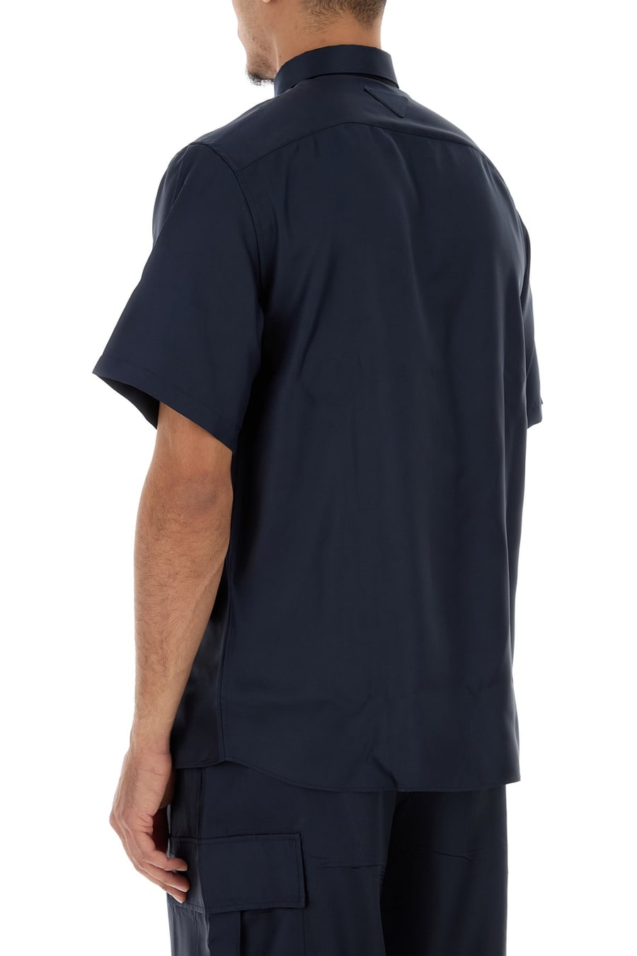 Prada Camicia in raso blu, view 4
