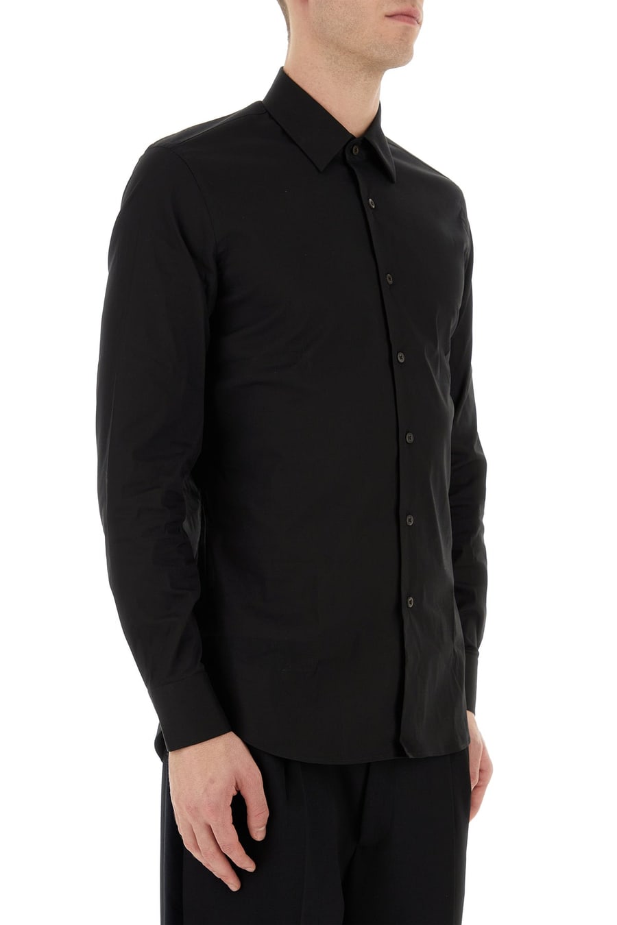 Prada Camicia in popeline stretch nero, view 3