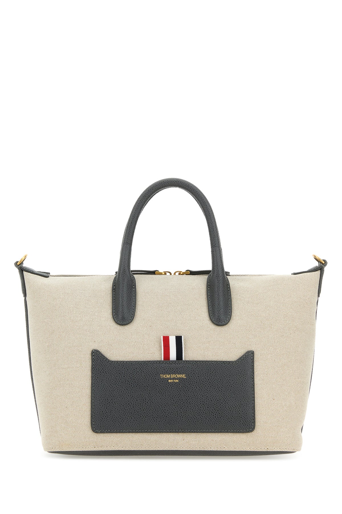 Thom Browne Borsa a mano Duffle piccola in tela sabbia