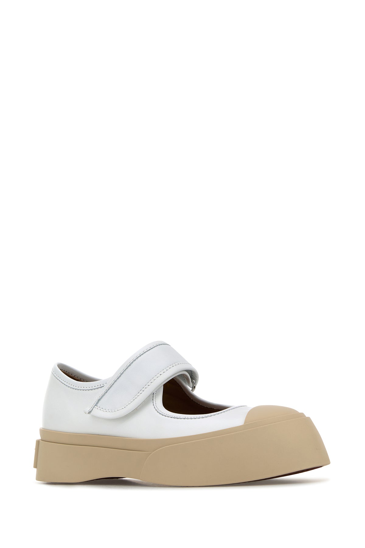 Marni Sneakers Mary Jane in pelle bianca, view 2