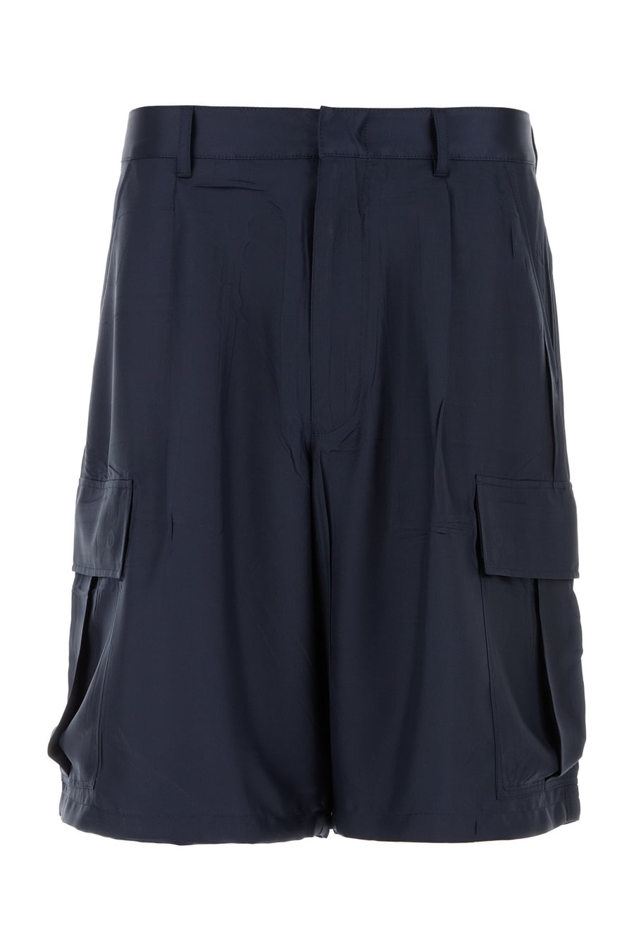 Prada Bermuda in seta blu scuro