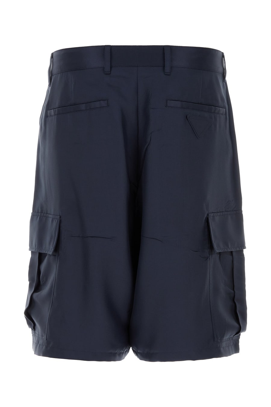 Prada Bermuda in seta blu scuro, view 2