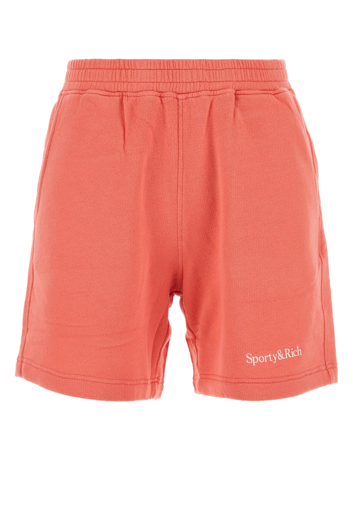 SPORTY & RICH Shorts in cotone stretch rosa salmone