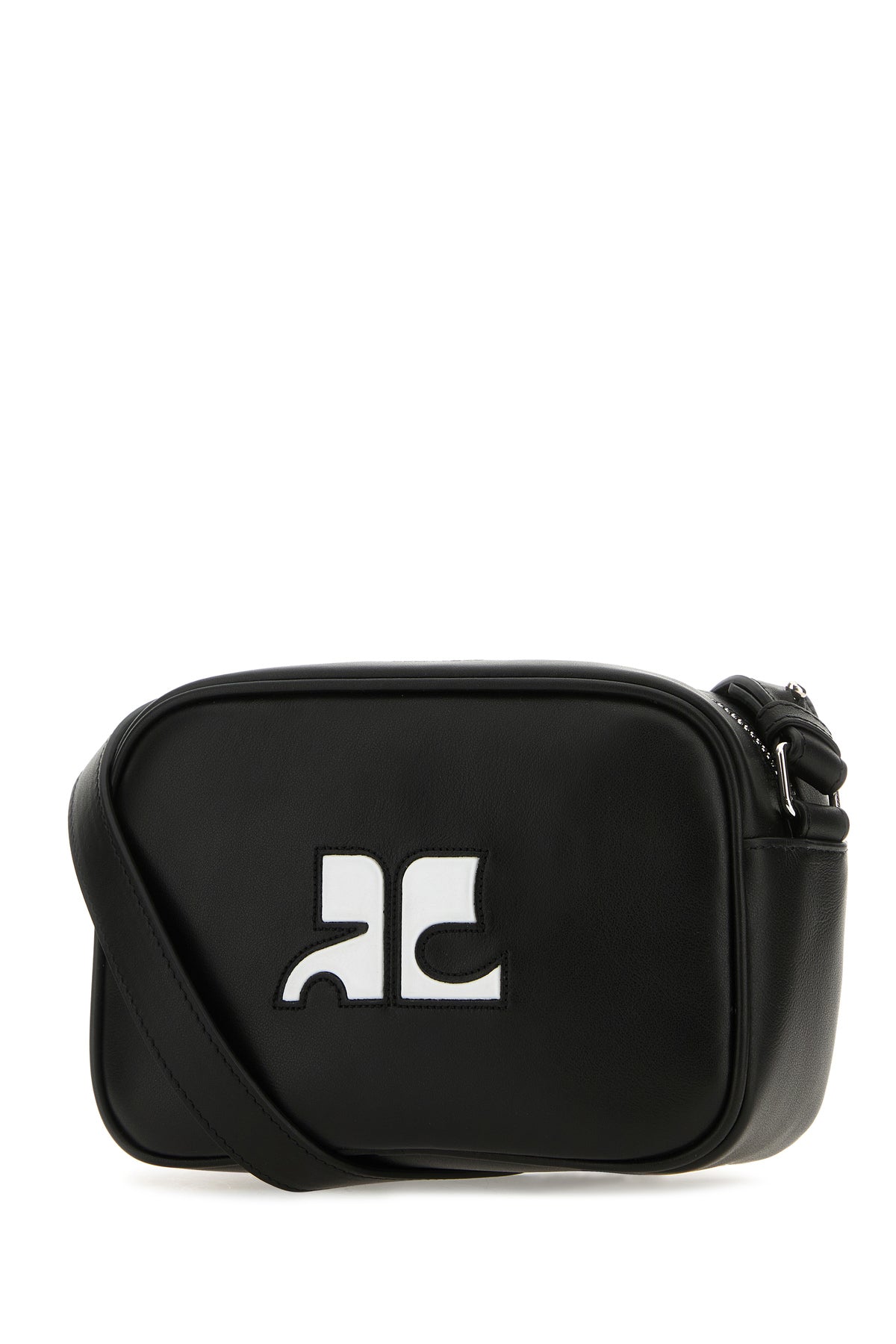 COURREGES Borsa a spalla Réédition in pelle nera, view 2