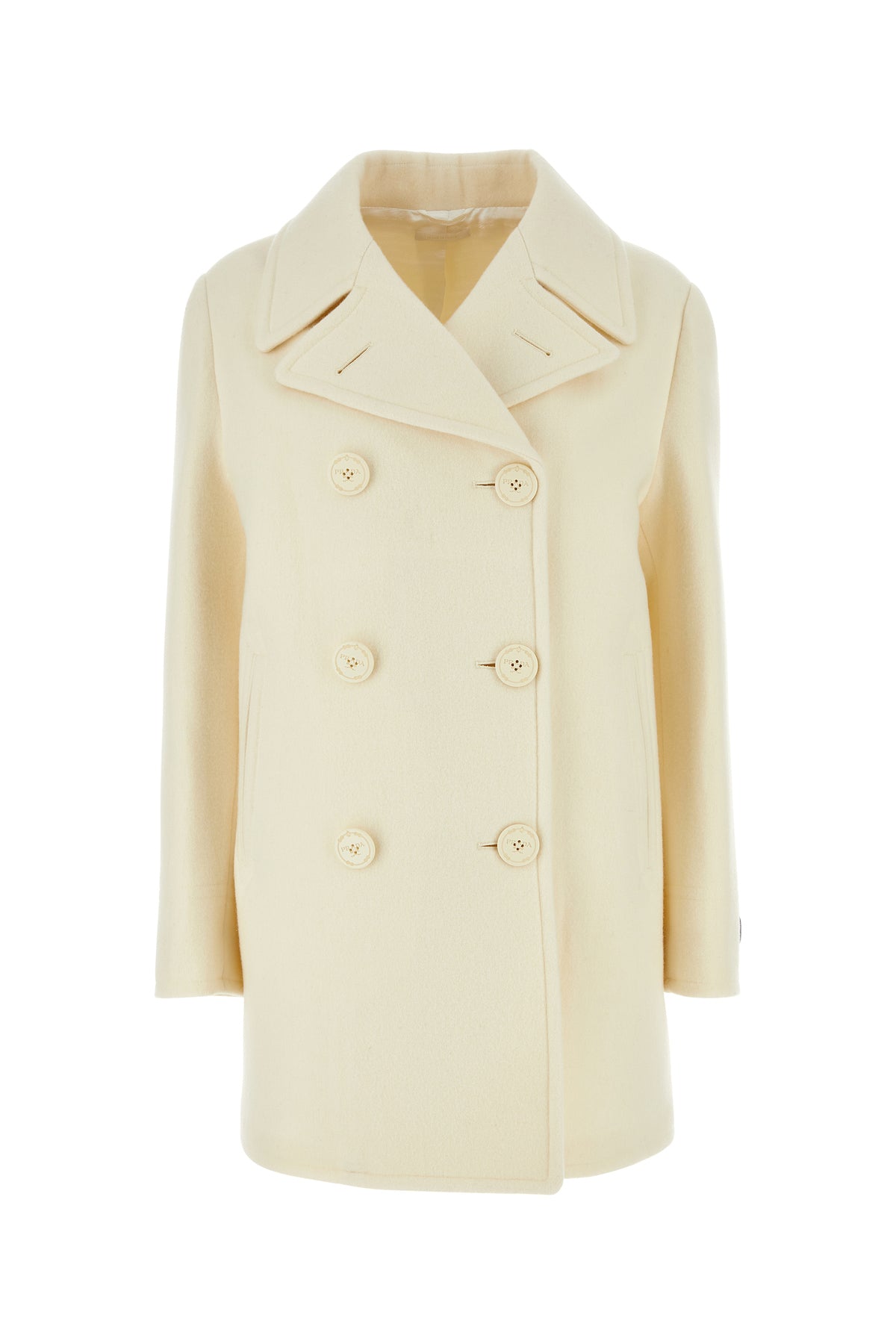 Prada Cappotto in misto lana avorio