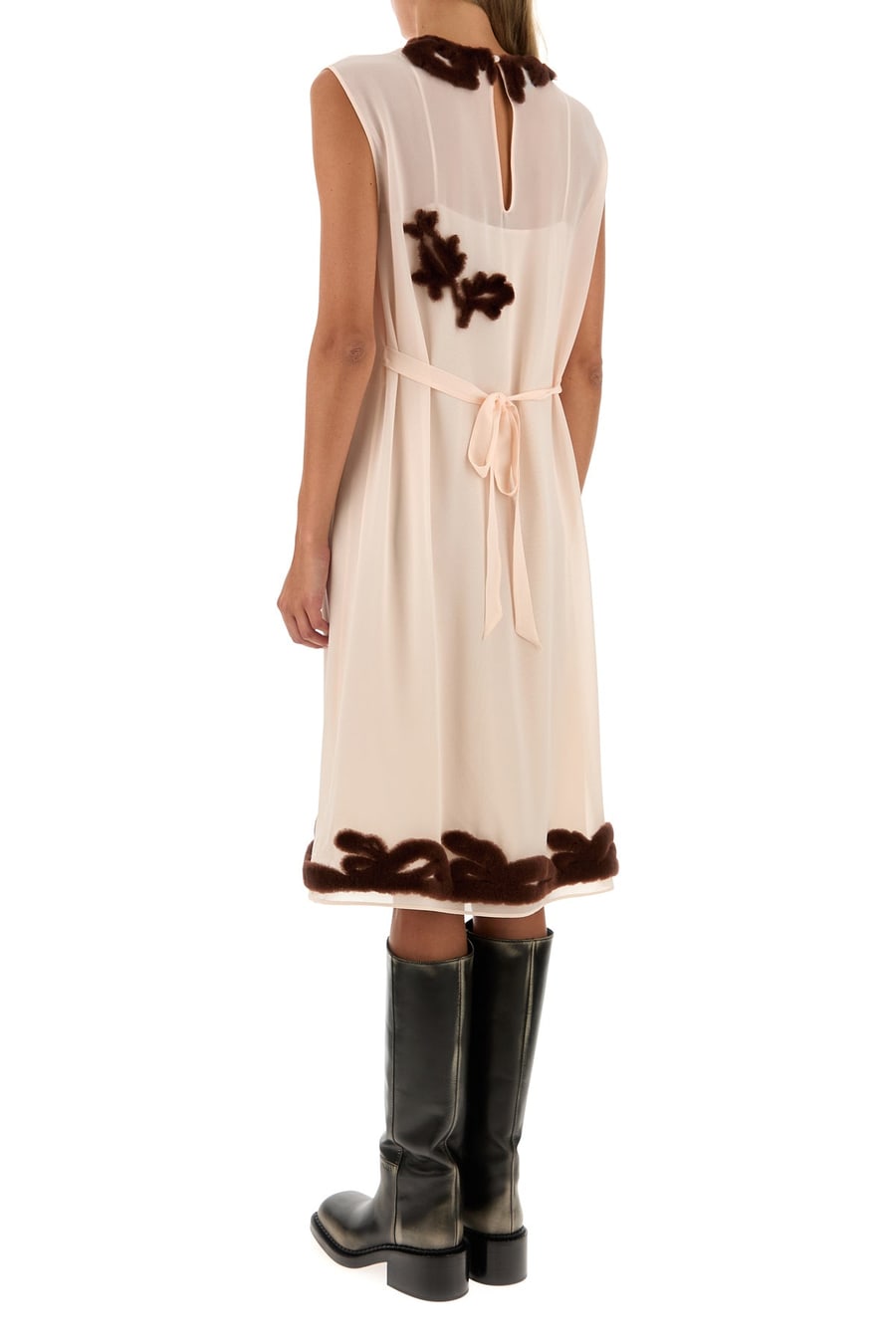 Prada Abito in georgette rosa chiaro, view 4