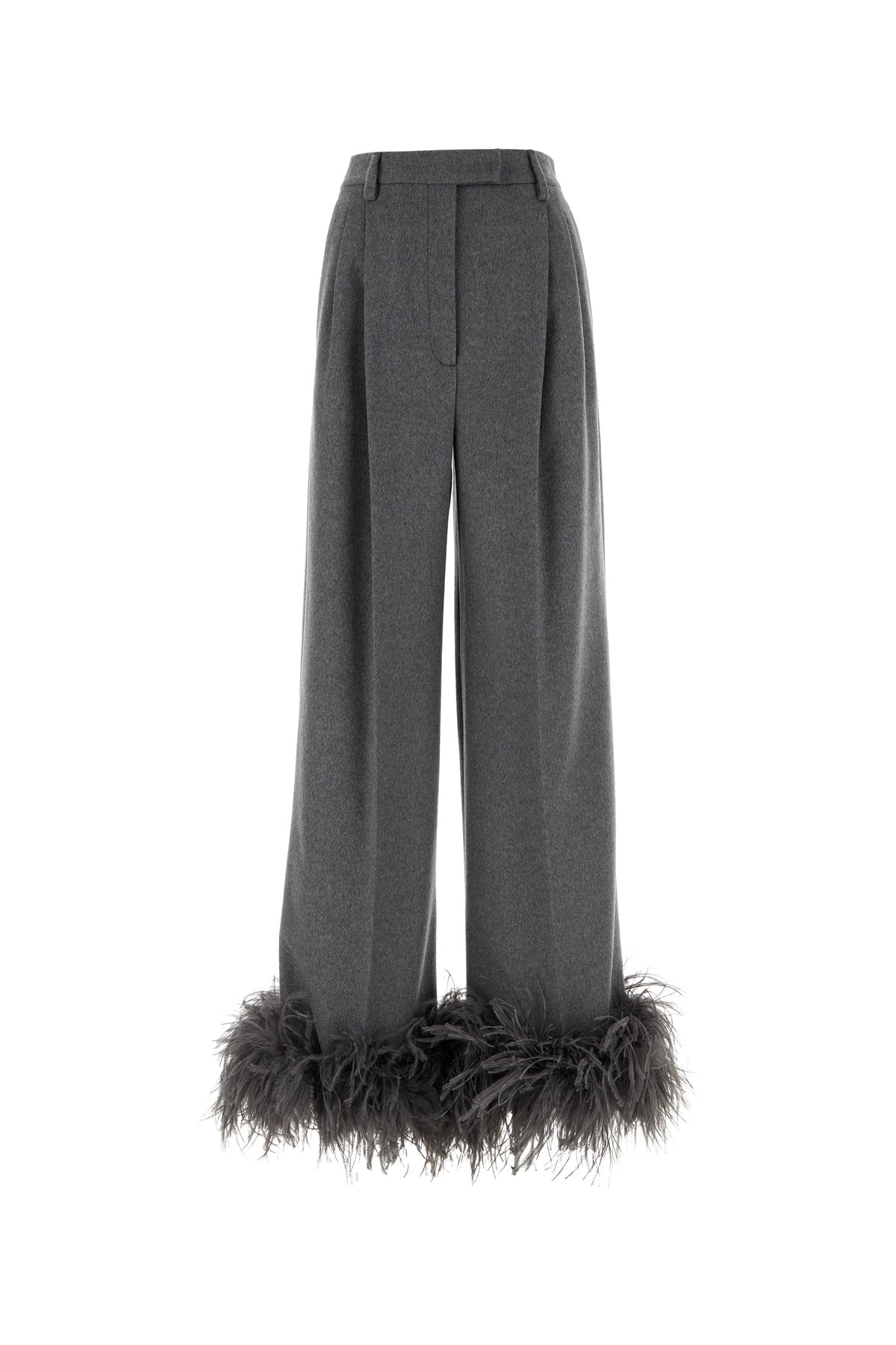 Prada Pantalone dalla gamba ampia in cashmere grigio