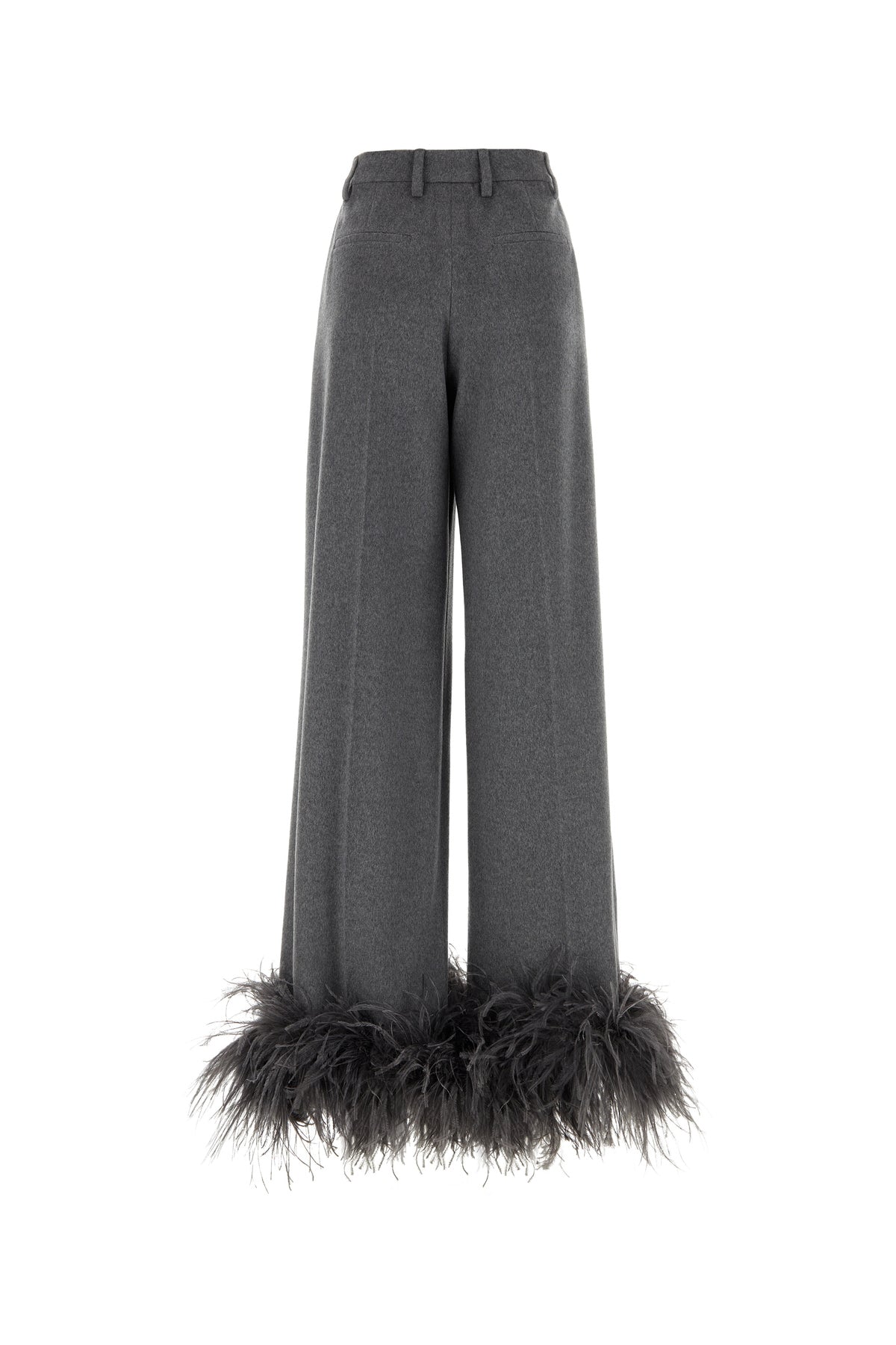 Prada Pantalone dalla gamba ampia in cashmere grigio, view 2