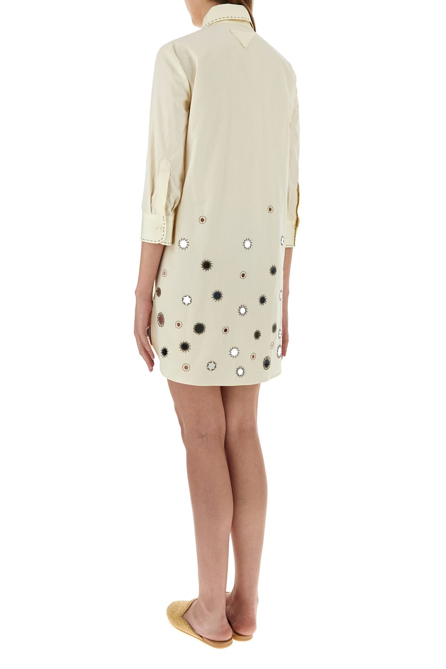 Prada Abito chemisier in cotone sabbia, view 4