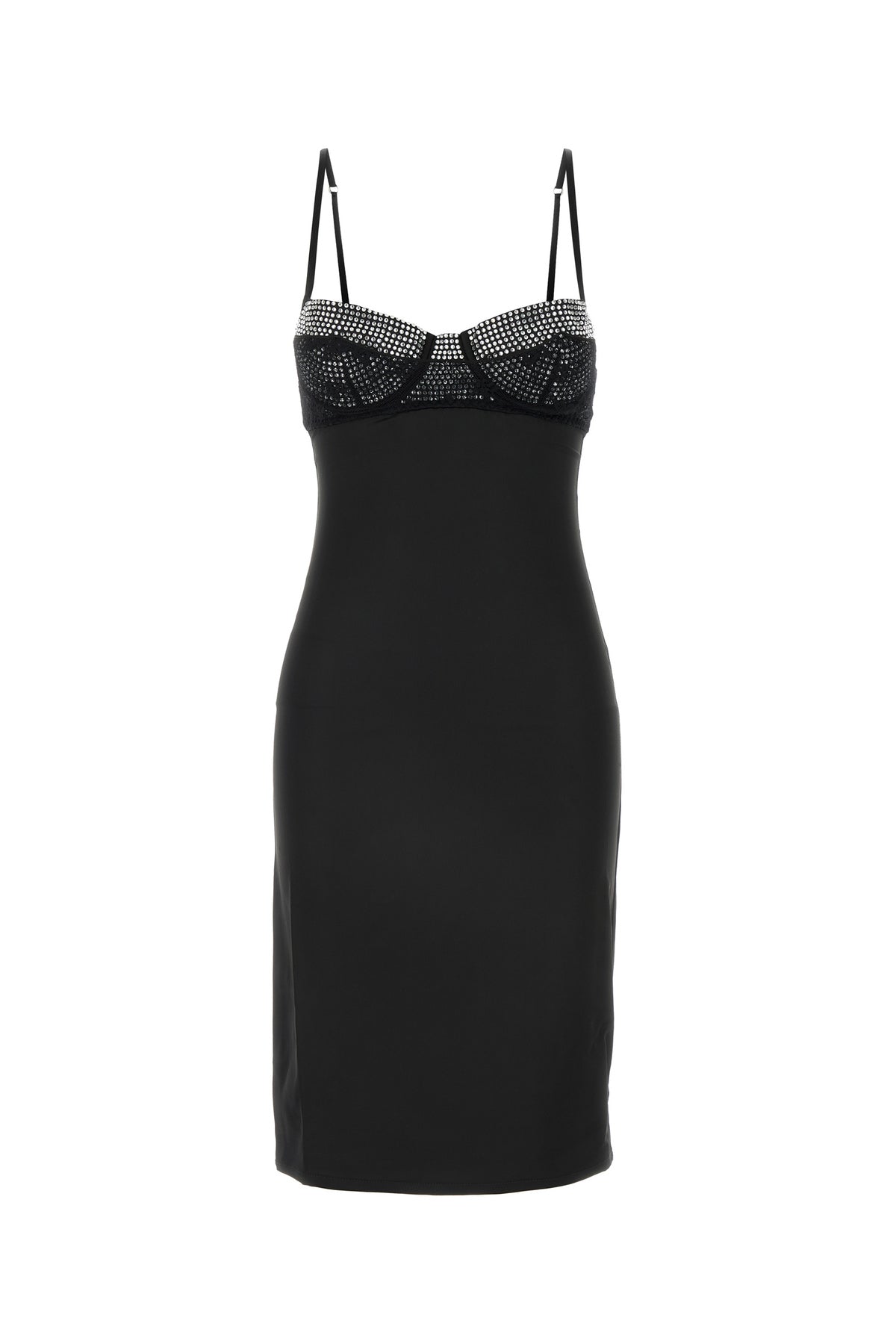 OSEREE Abito in raso stretch nero