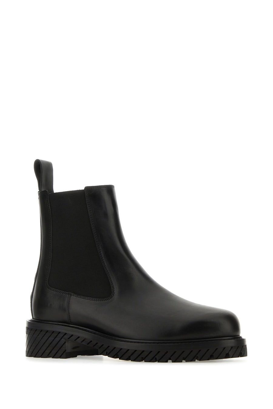 Off-White Stivaletti Combat in pelle nera, view 2