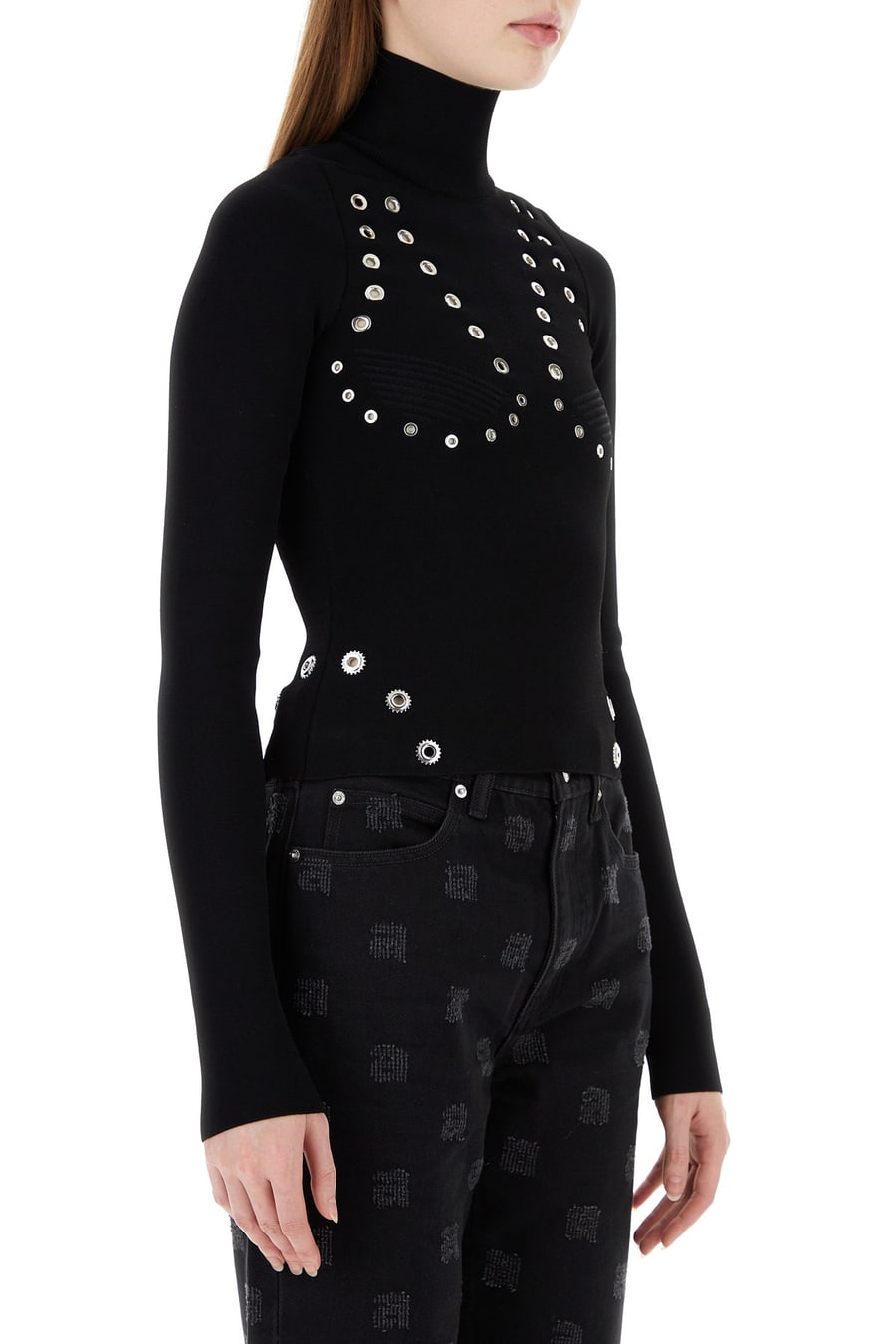 Off-White Top in misto viscosa nera, view 3