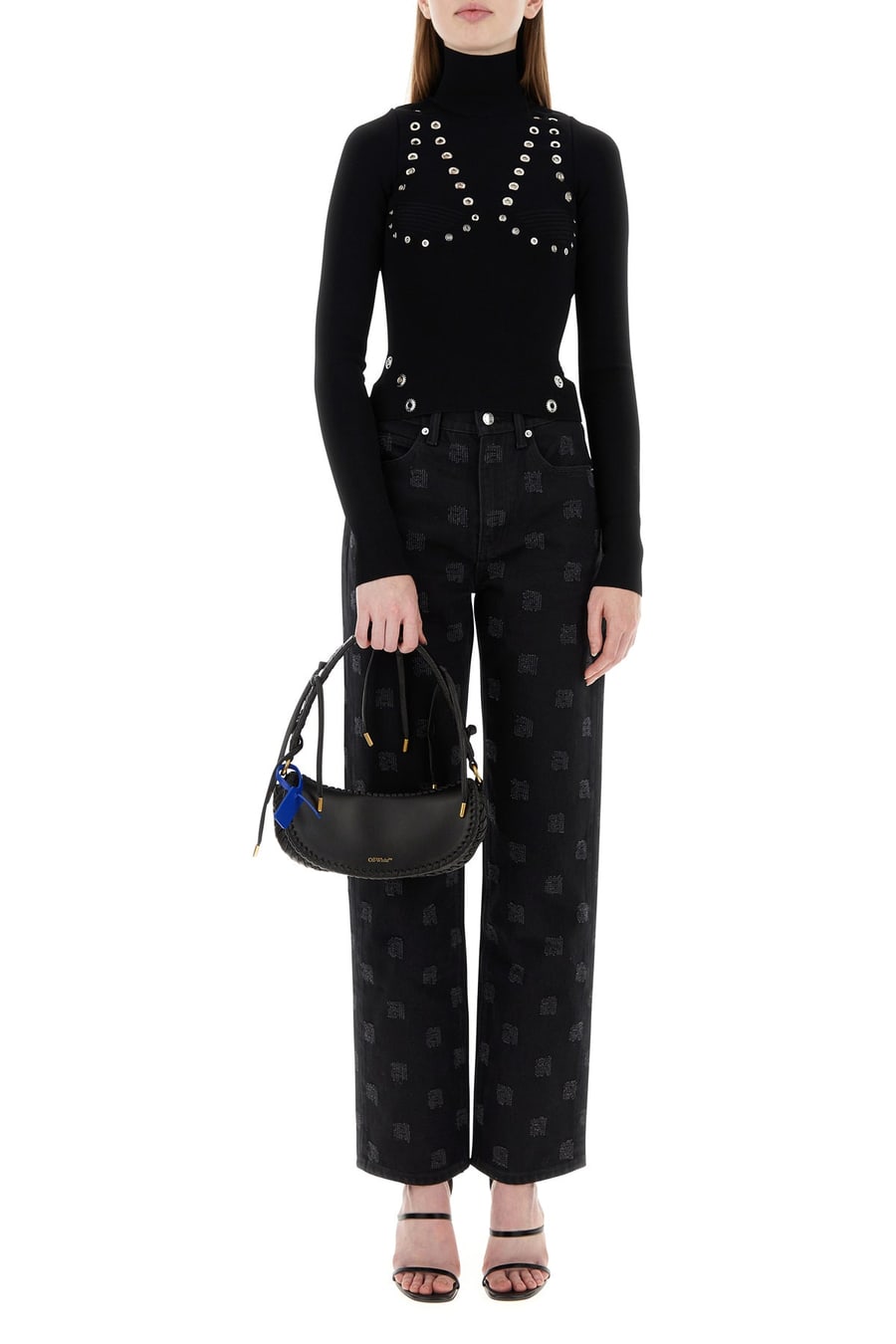 Off-White Top in misto viscosa nera, view 6