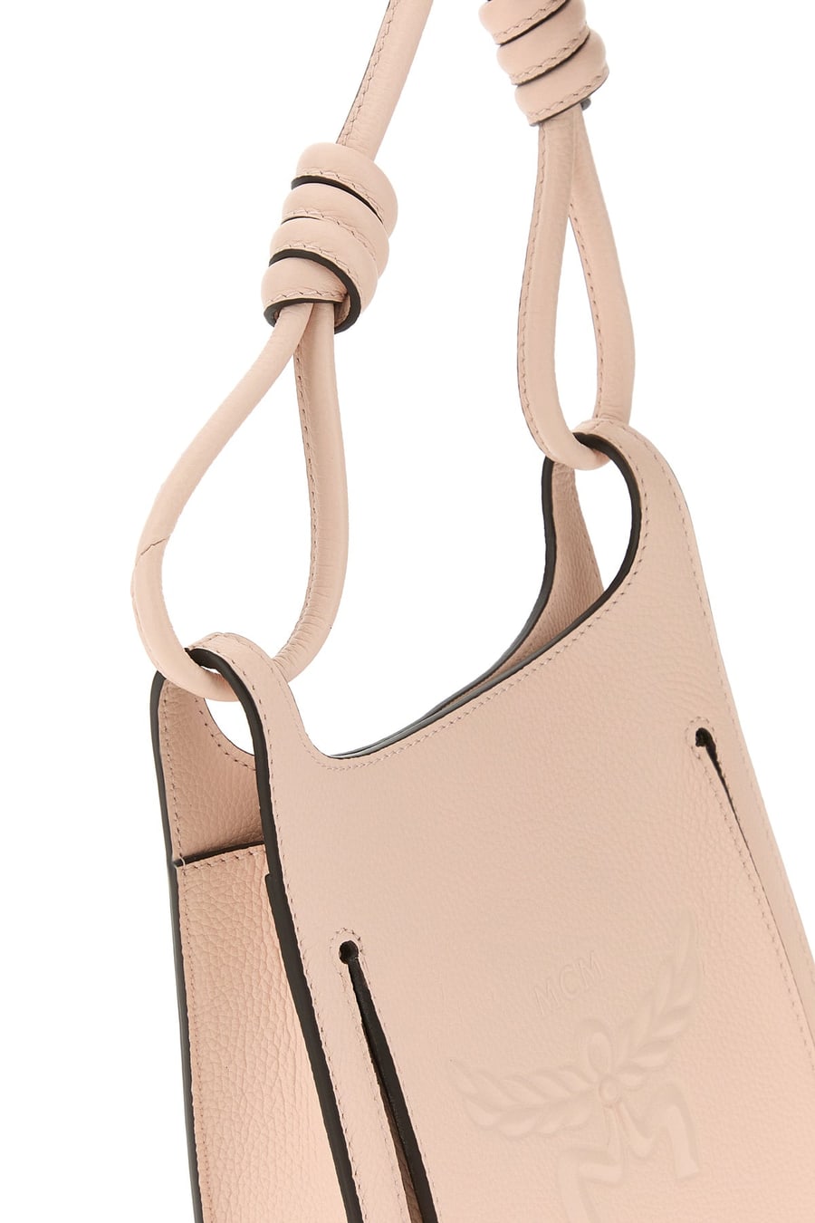 MCM Borsa a tracolla Mini Himmel Hobo in pelle rosa pastello, view 4