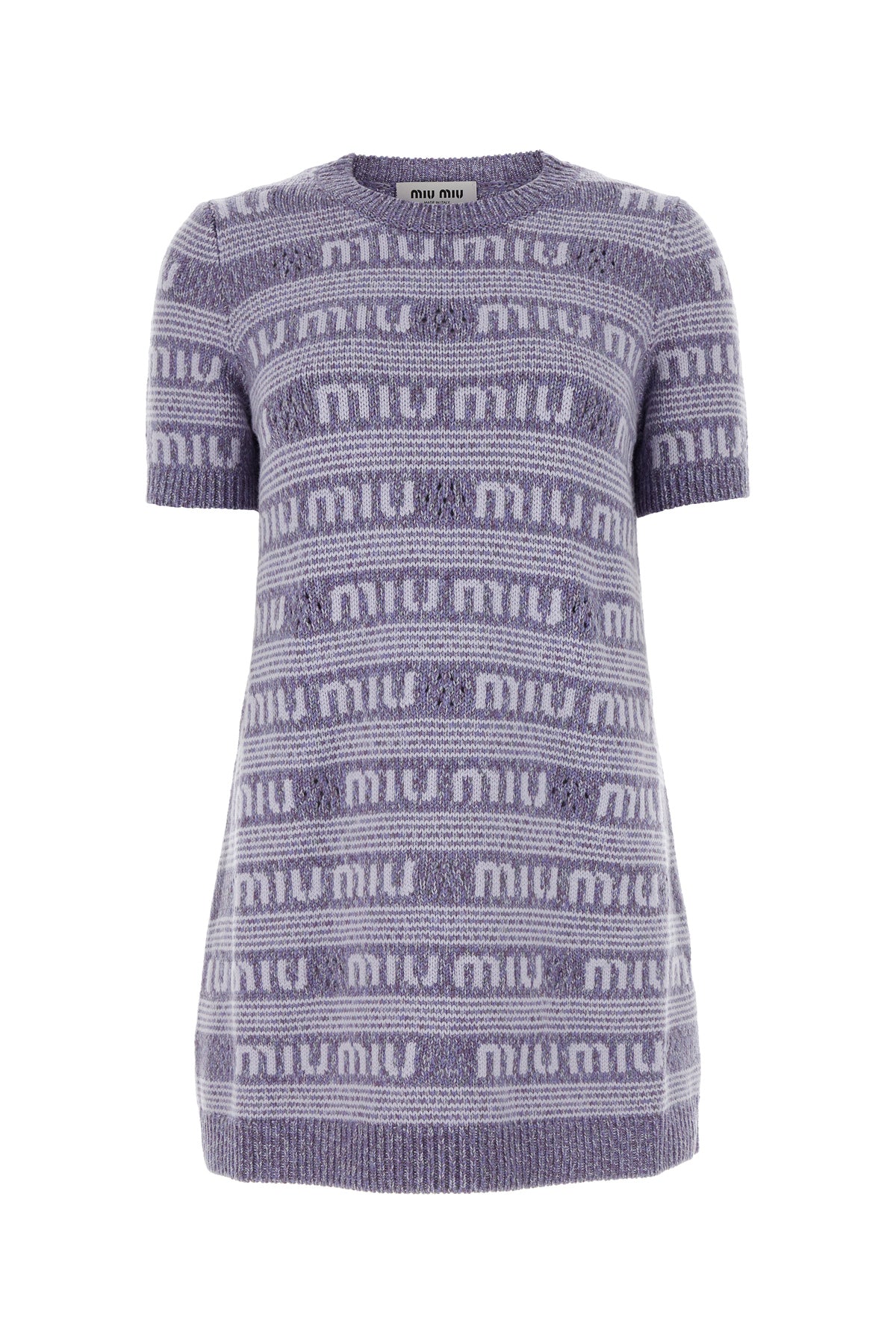 Miu Miu Mini abito maglione in misto lana ricamata