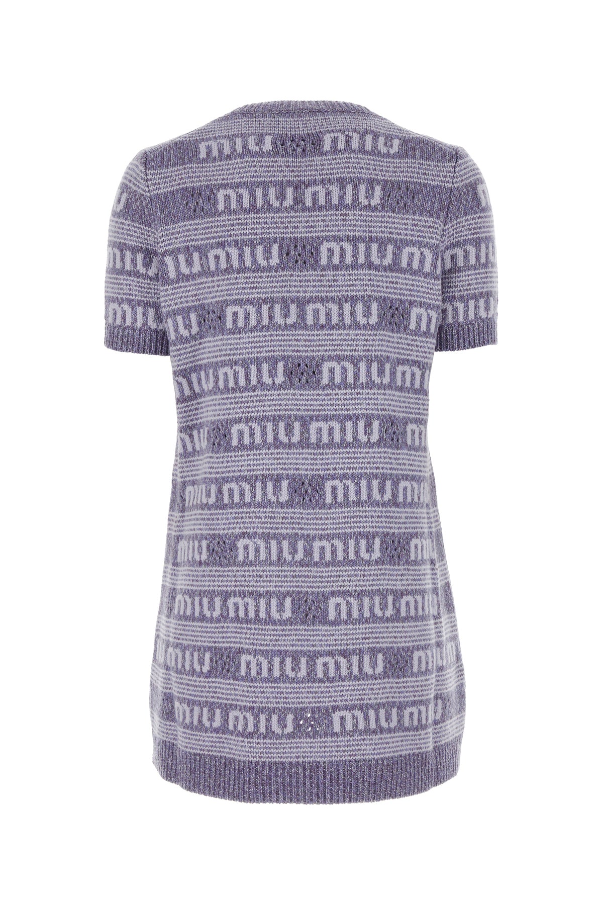 Miu Miu Mini abito maglione in misto lana ricamata, view 2
