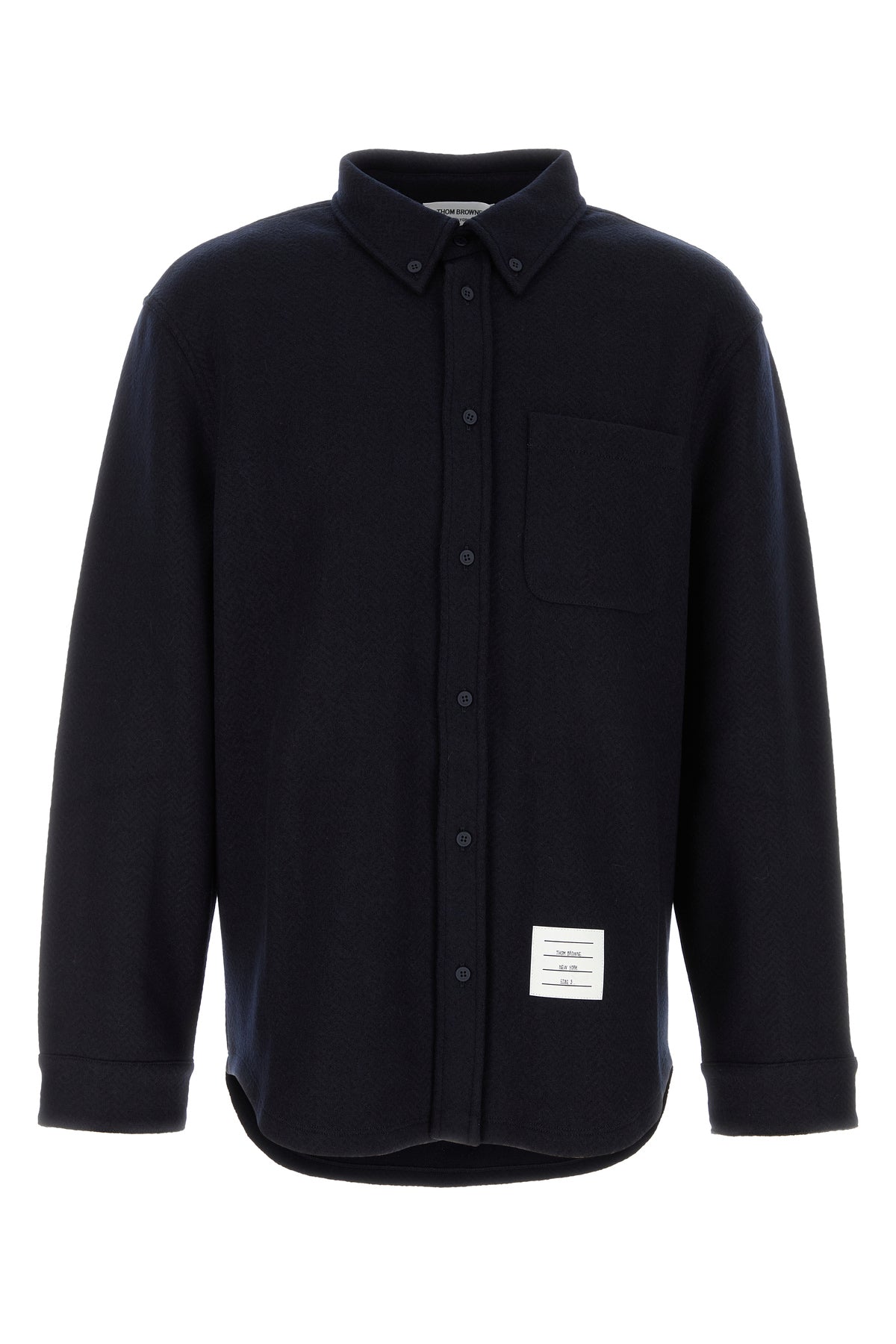 Thom Browne Camicia oversize in misto cotone blu notte