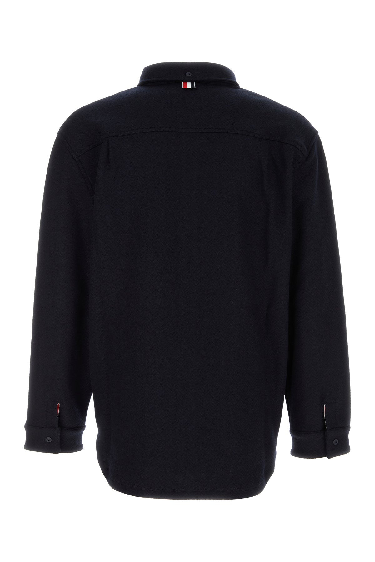 Thom Browne Camicia oversize in misto cotone blu notte, view 2