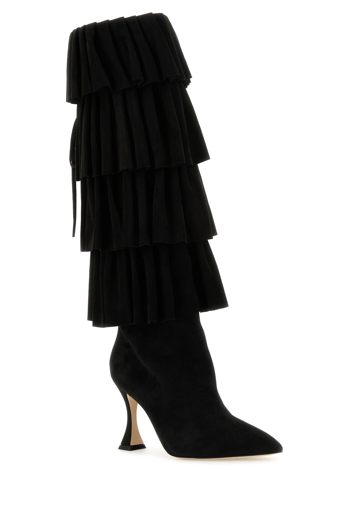 MANOLO BLAHNIK Stivali Miralone in pelle scamosciata nera, view 2
