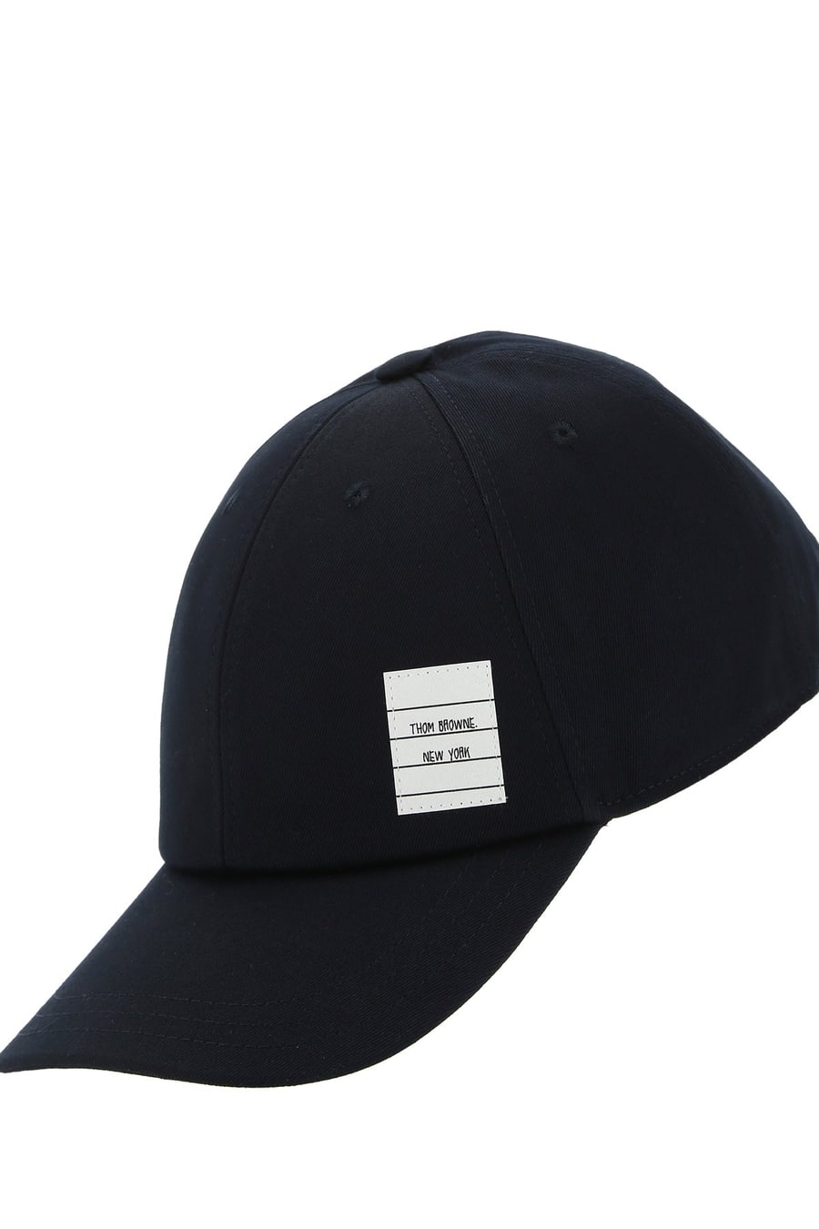 Thom Browne Cappello da baseball in cotone blu notte, view 4