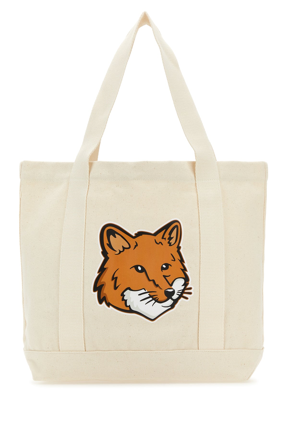 MAISON KITSUNE Borsa shopping Fox Head in tela avorio