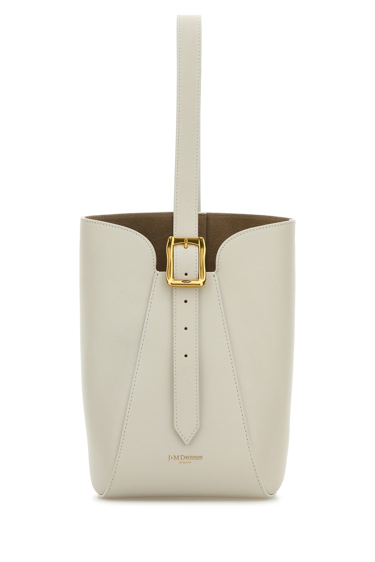 J&M DAVIDSON Borsa a secchiello Quiver nano in pelle avorio