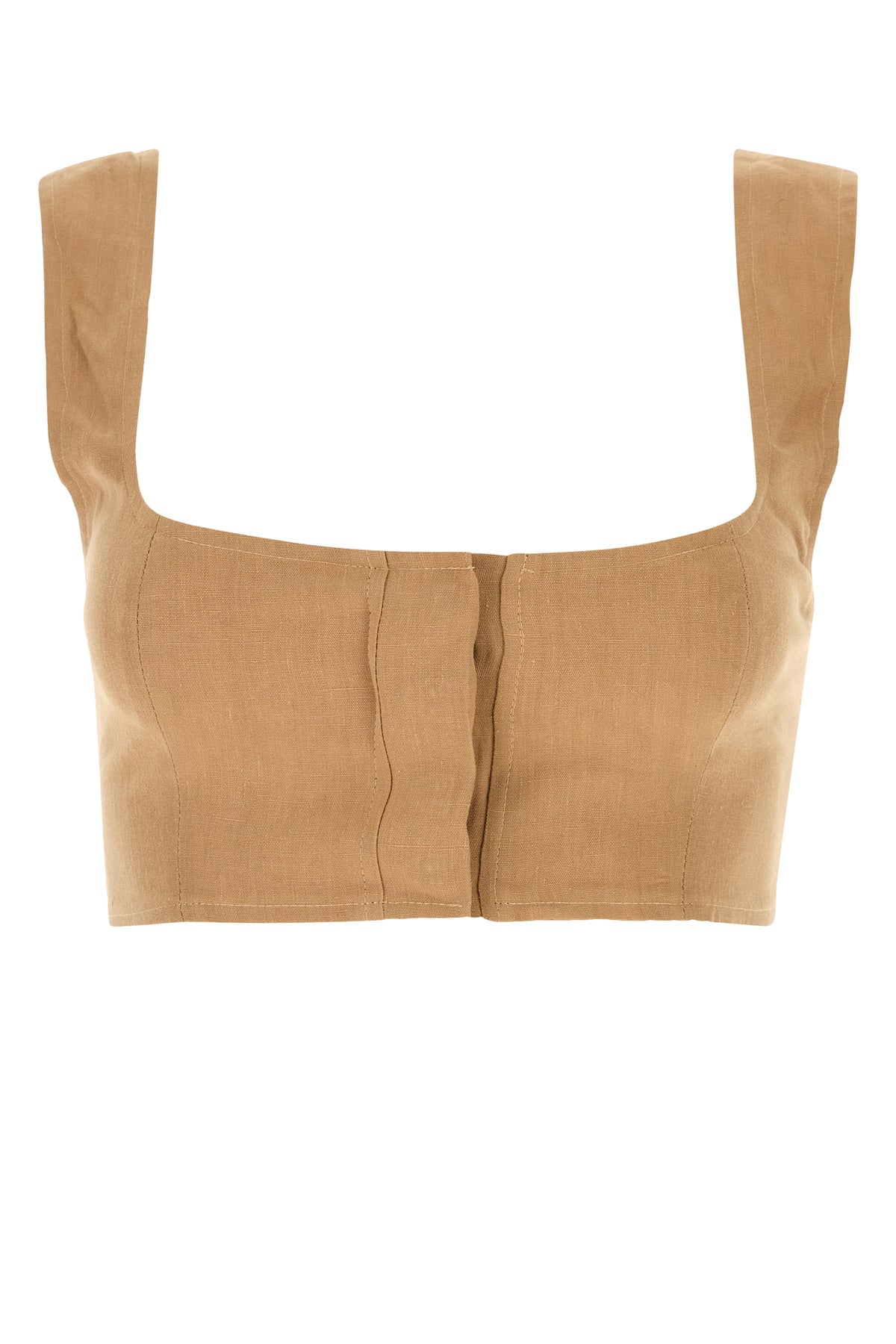 LE KASHA Crop-top Jirja in lino cammello