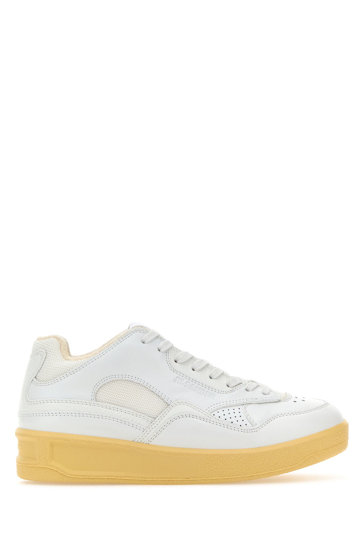 Jil Sander Sneakers Basket bianche in pelle e tessuto