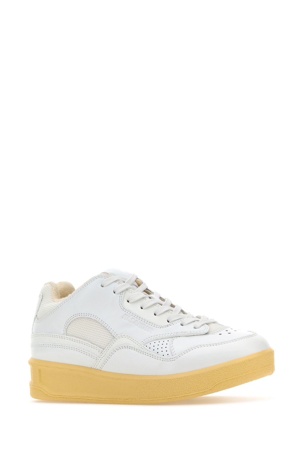 Jil Sander Sneakers Basket bianche in pelle e tessuto, view 2