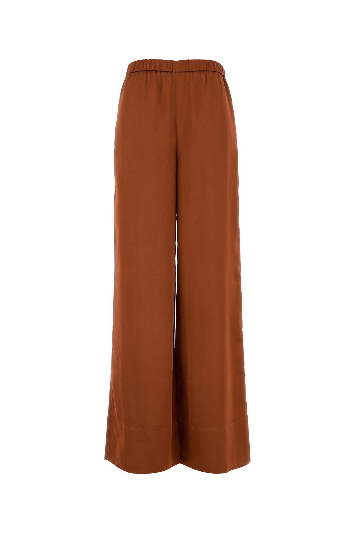 THE NINA STUDIO Pantalone dalla gamba ampia in raso stretch cioccolato