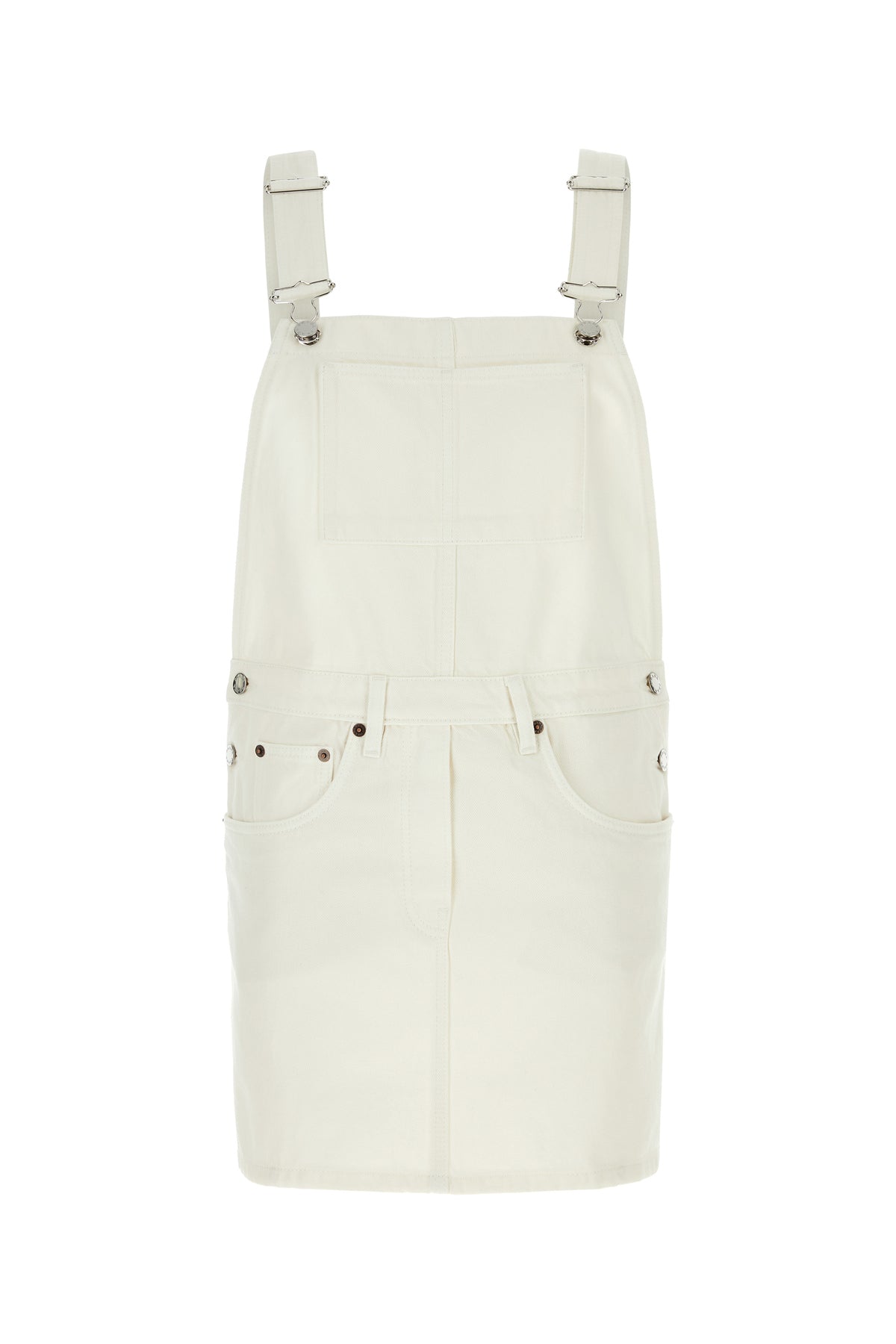 Prada Abito salopette in denim bianco