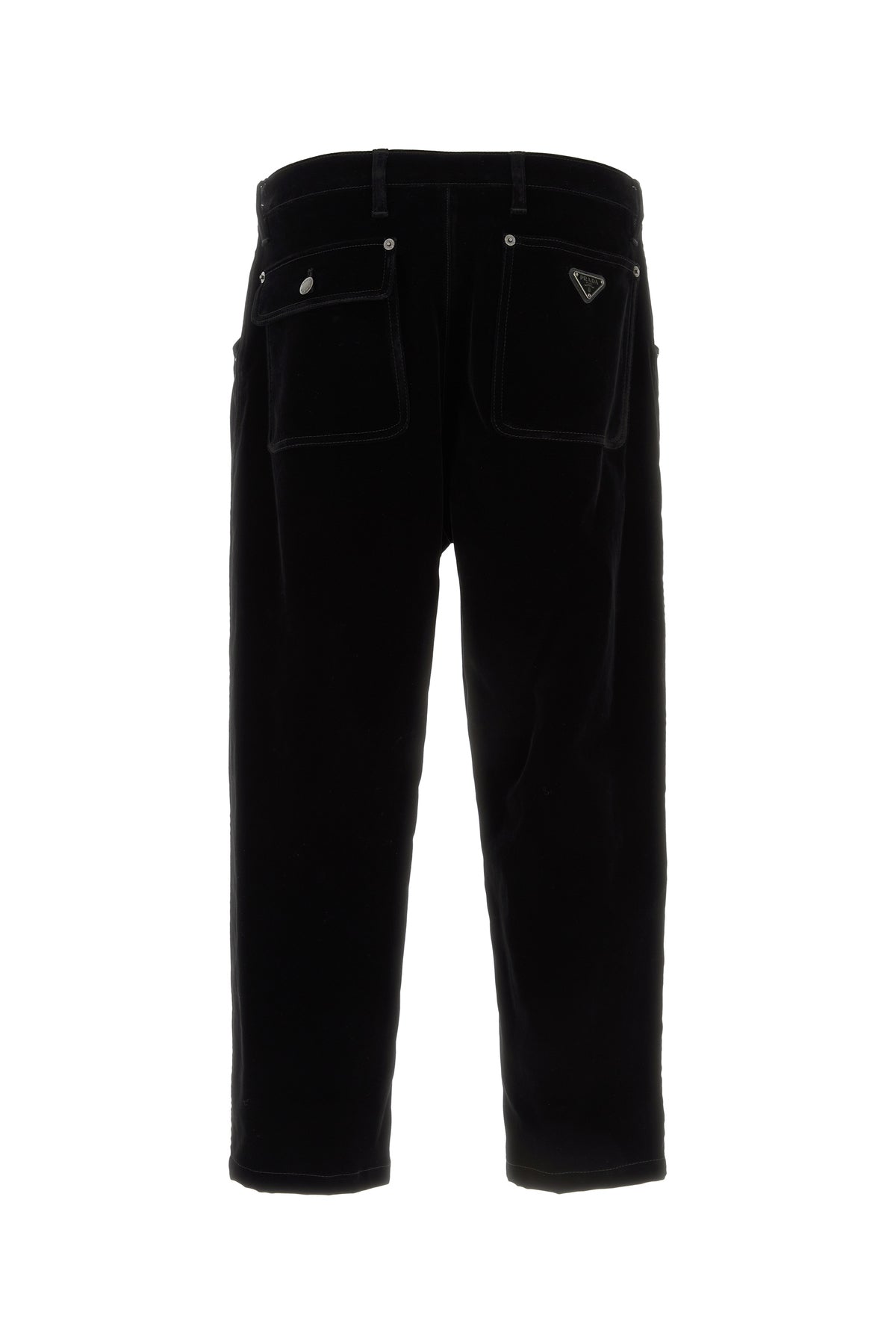 Prada Pantalone in velvet denim nero, view 2