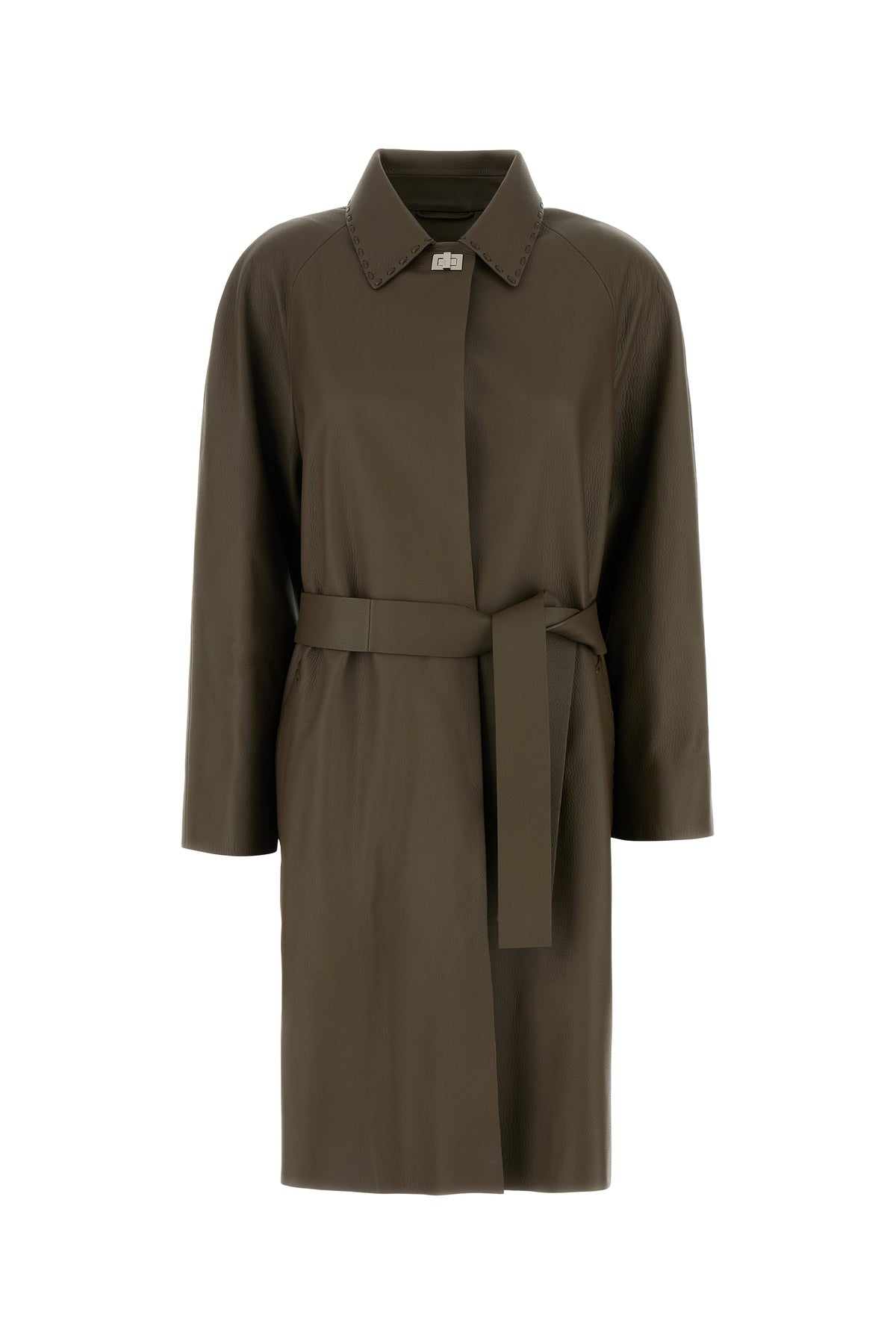 Fendi Cappotto in pelle fango