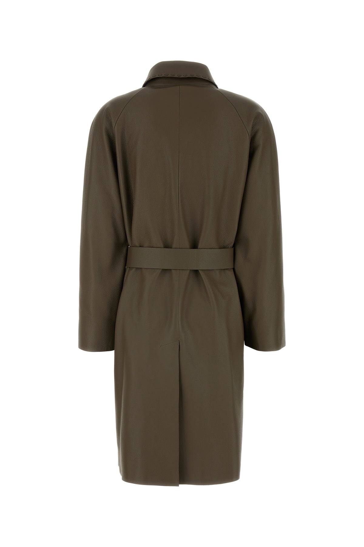 Fendi Cappotto in pelle fango, view 2