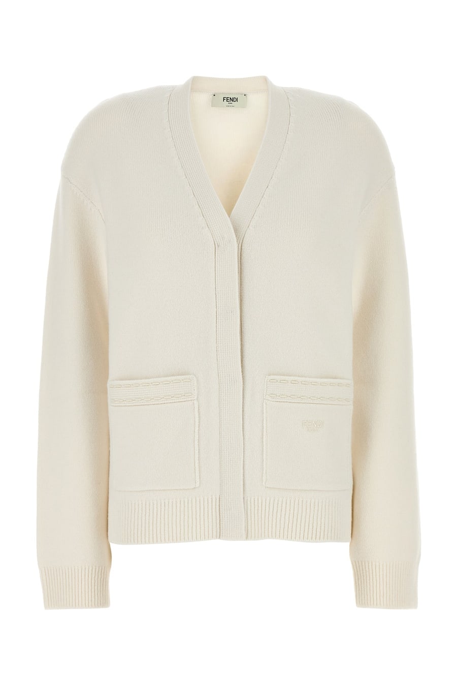 Fendi Cardigan in misto cashmere bianco