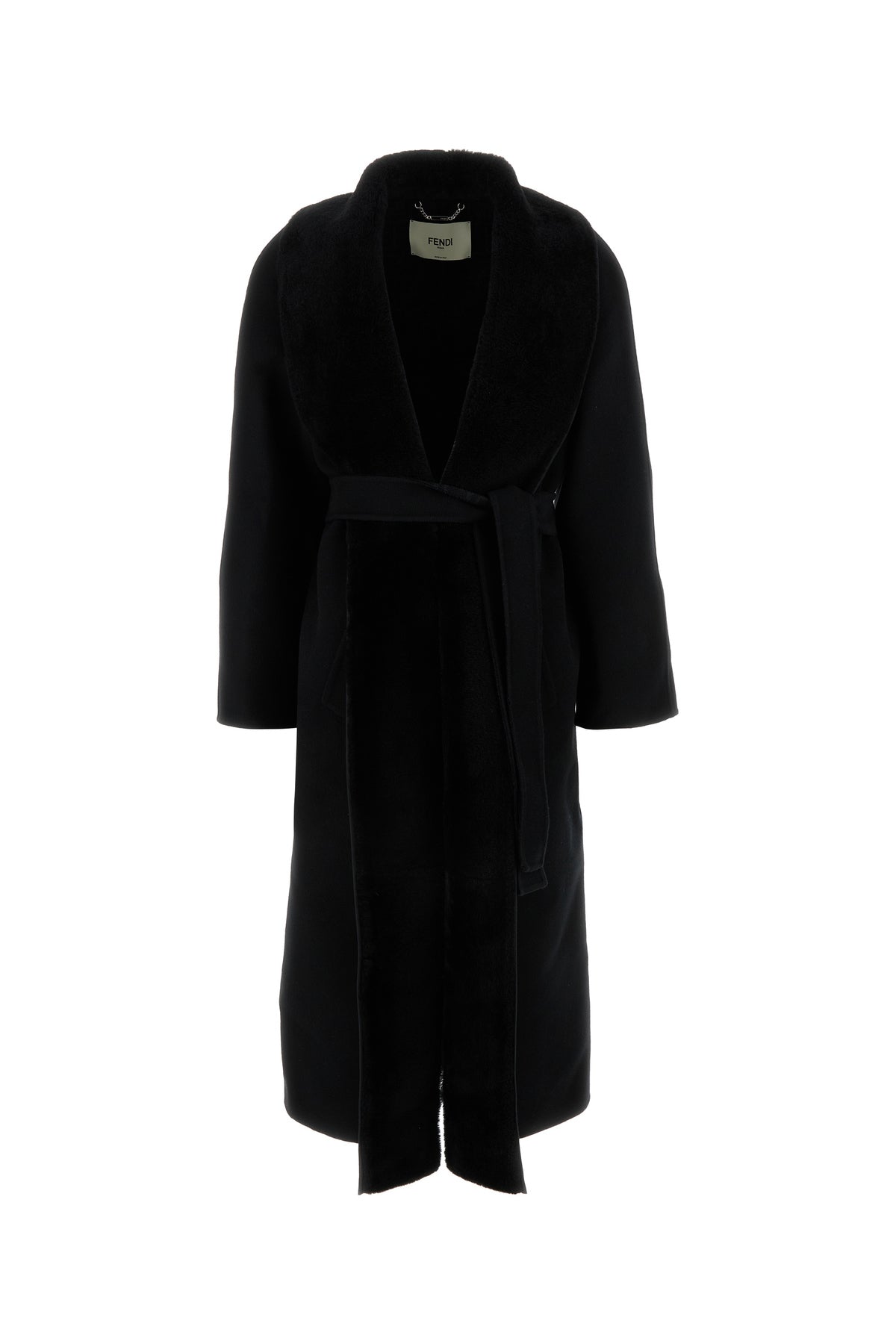 Fendi Cappotto in misto lana nera
