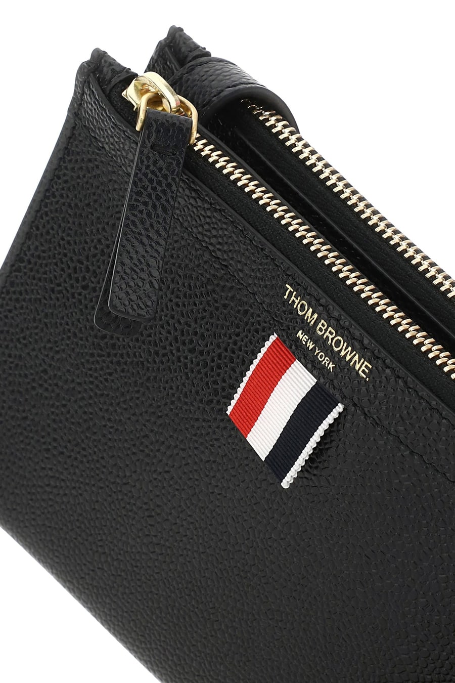 Thom Browne Portadocumenti mini in pelle nera, view 4