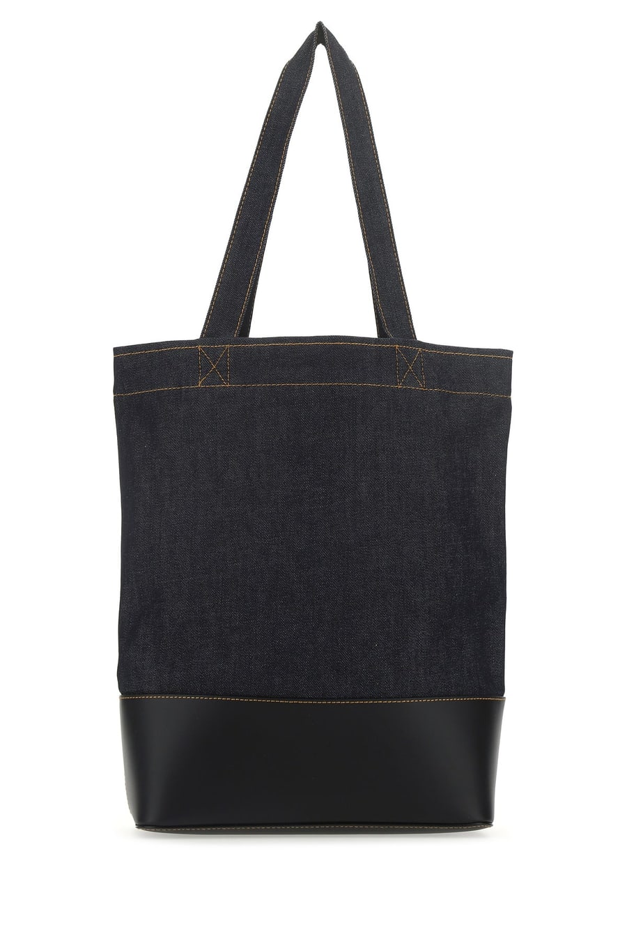 A.P.C. Borsa shopping blu in denim e pelle, view 3