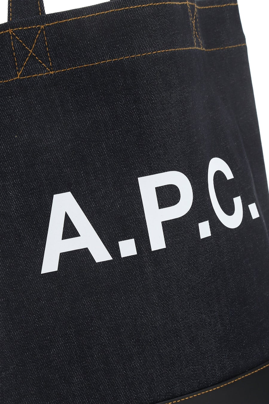 A.P.C. Borsa shopping blu in denim e pelle, view 4