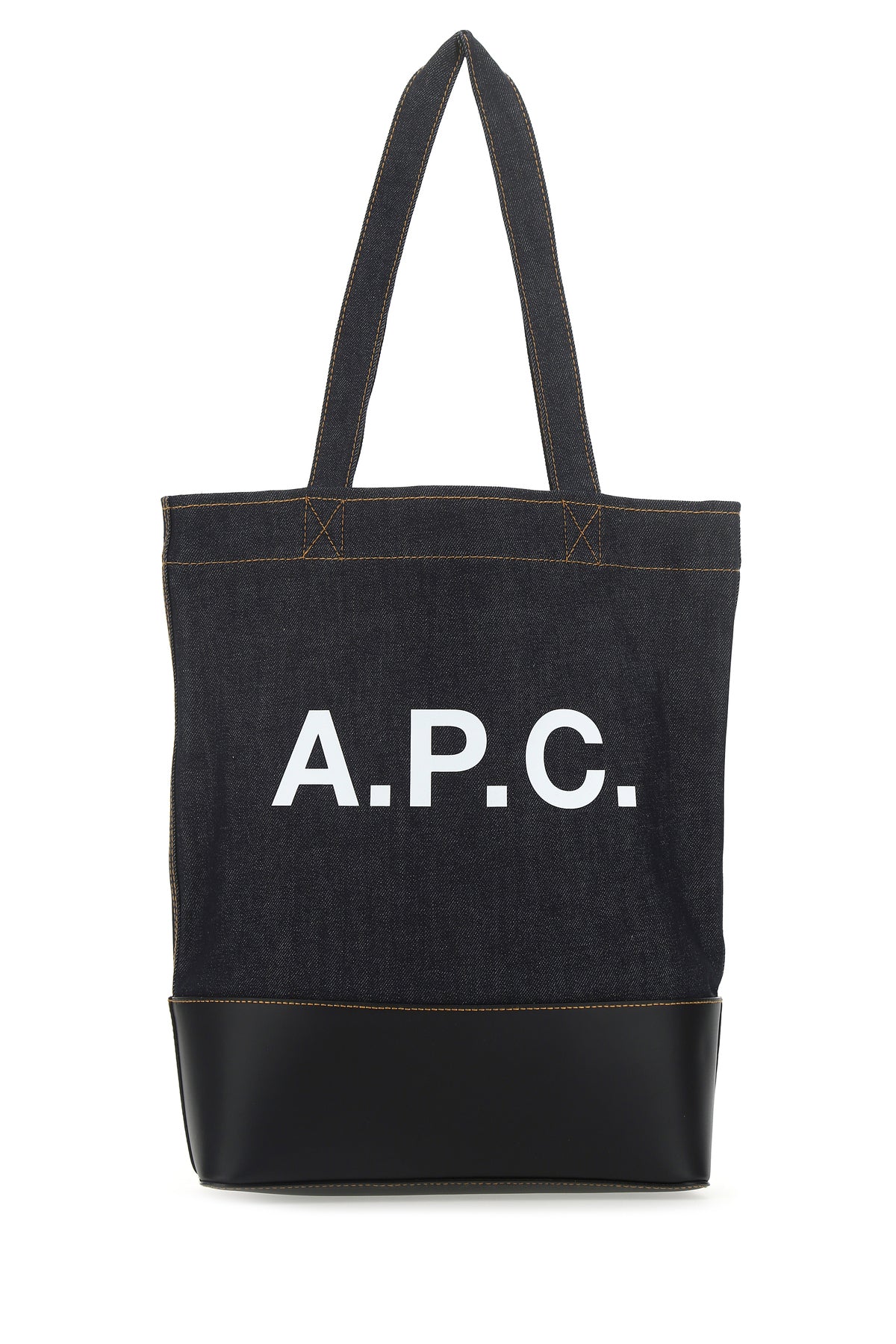 A.P.C. Borsa shopping blu in denim e pelle