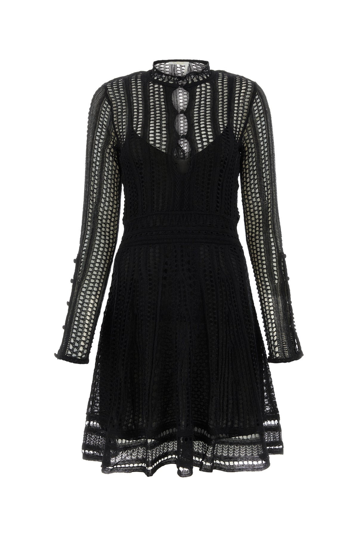 Chloé Mini abito in misto lino nero